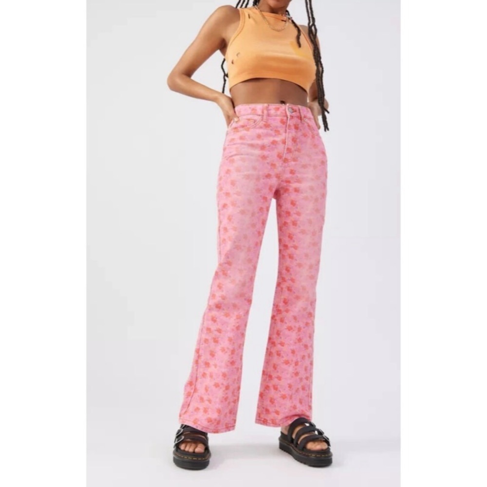 BDG Urban Outfitters Pink Floral High Rise Flare Jean 26